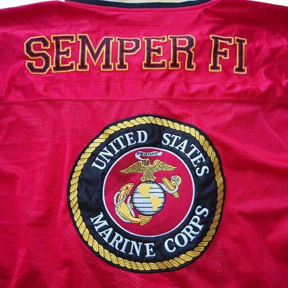 JWM Marine Semper Fi US Military Football Jersey Red / Black Men's XL - Picture 4 of 12